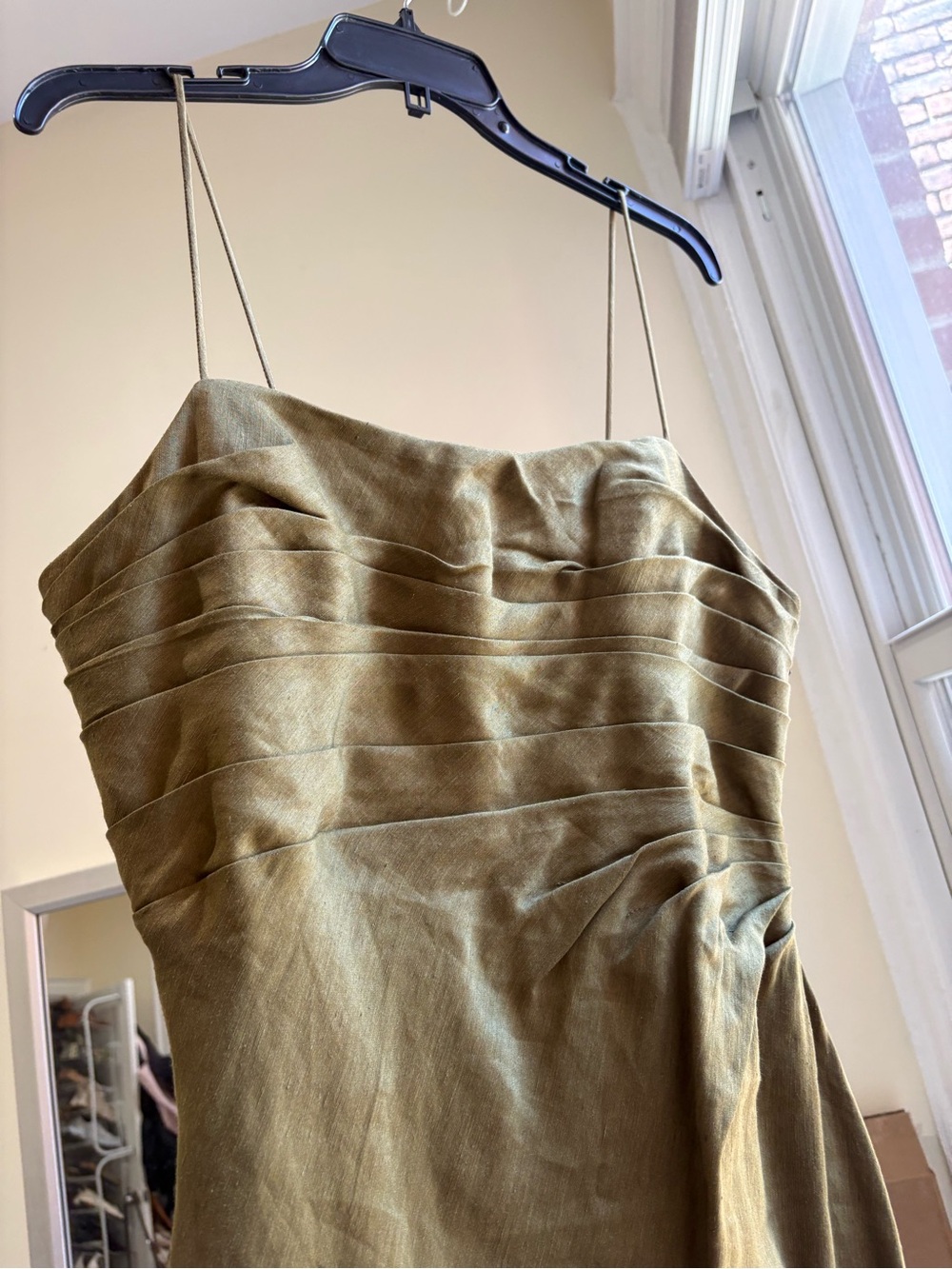 Aje Olive Draped Maxi Dress with Spaghetti Straps - Picture 5 of 9